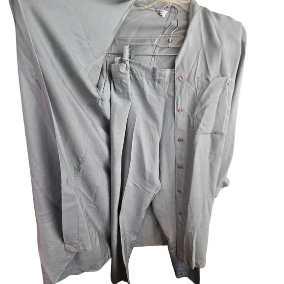 Vintage Womens Seafoam Green Silk Tunic With Mandarin Collar Pants Set HS147 - Picture 8 of 12